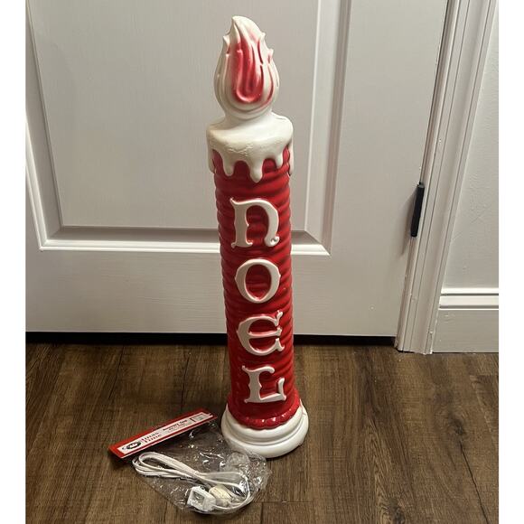 Vtg Empire Blow Mold Noel Red Candlestick Christmas 26" Lighted NEW Cord 1970 - Picture 1 of 5
